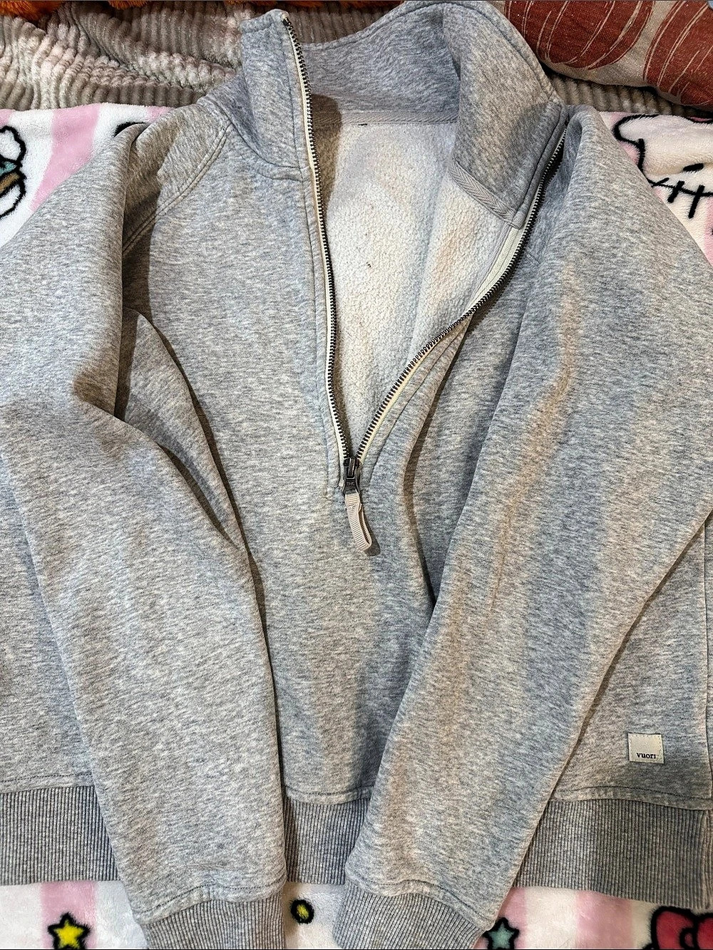 vuori Sedona Half Zip Gray Bomber Jacket